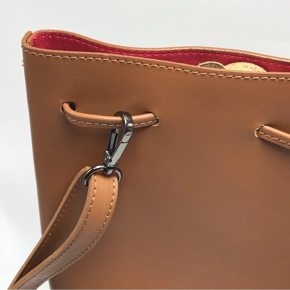 Christian Laurier Birgit Camel Leather Bucket Bag